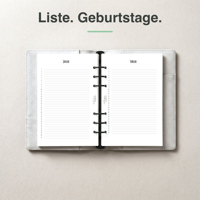 #groesse_a5 A5 Geburtstagsliste immerwährend, aufgeschlagen im Ringplaner