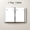 #groesse_a5 A5 Kalendereinlage 1 Tag auf 1 Seite, blanko, im Ringbuch aufgeschlagen