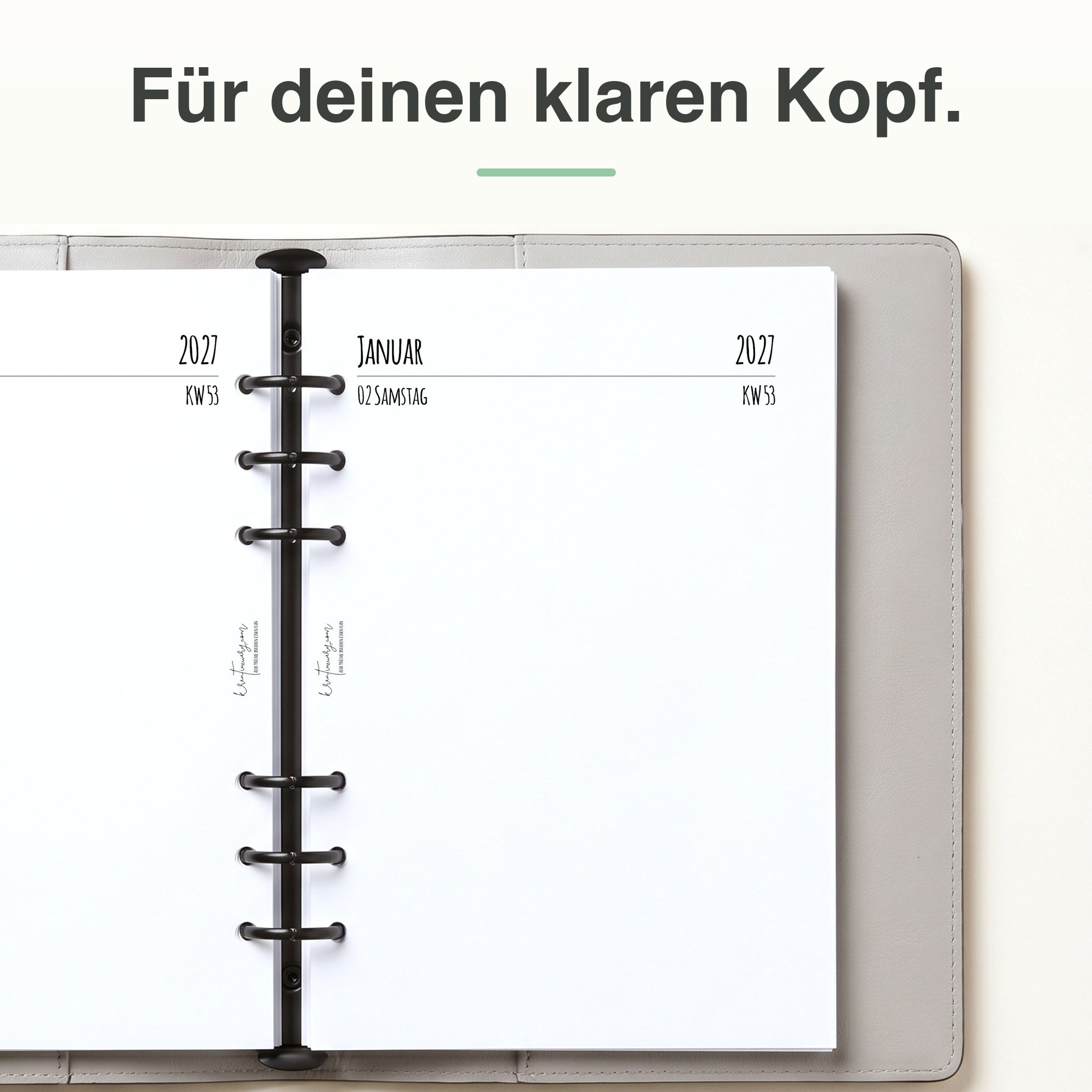 
Rechte Seite der A5-Kalendereinlage 1 Tag auf 1 Seite, blanko