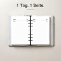 #groesse_a5 A5 Kalendereinlage 1 Tag auf 1 Seite, liniert, im Ringbuch aufgeschlagen