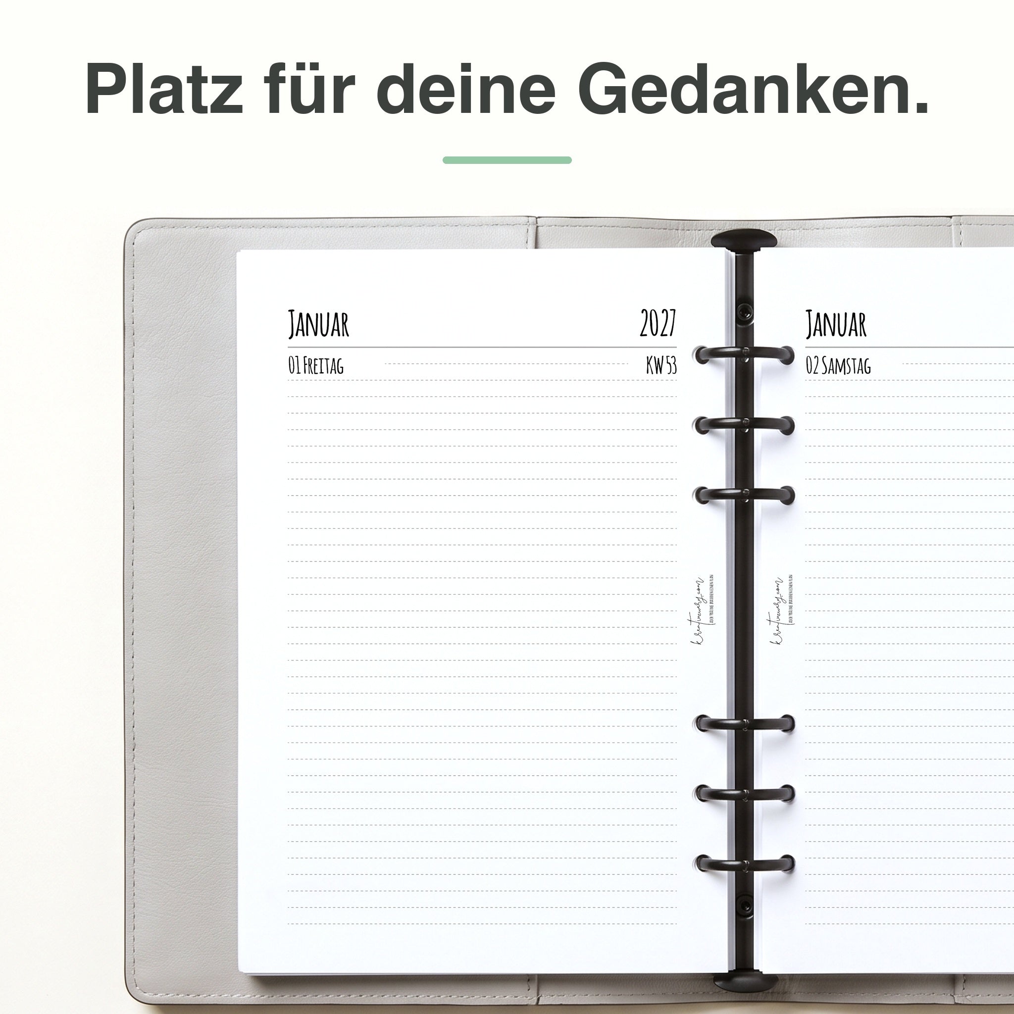 
Linke Seite der A5-Kalendereinlage 1 Tag auf 1 Seite, liniert