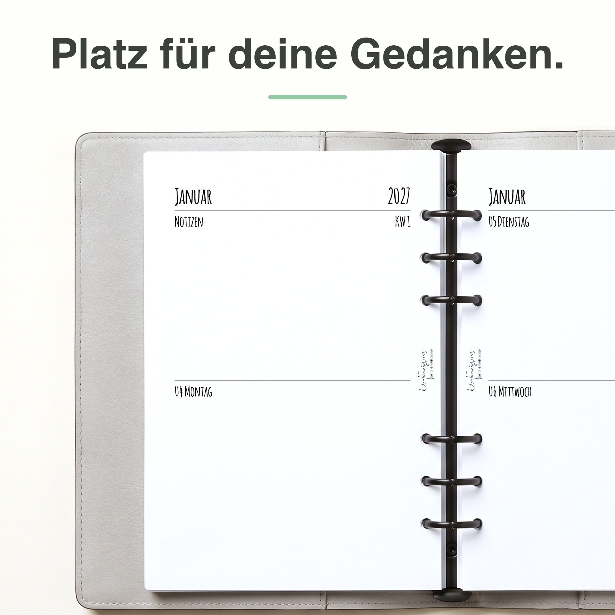 
Linke Seite der A5-Kalendereinlage 2 Tage auf 1 Seite, blanko