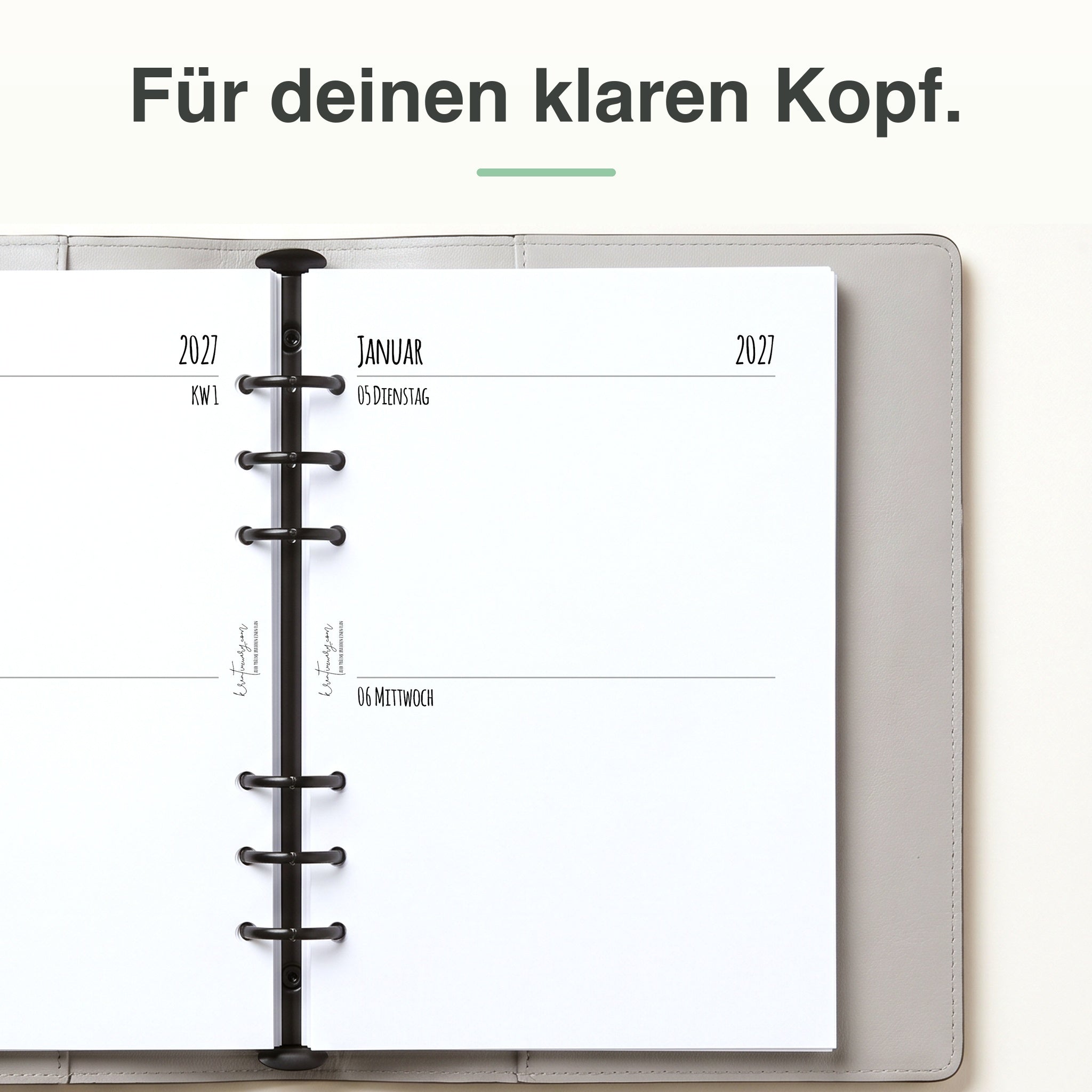 
Rechte Seite der A5-Kalendereinlage 2 Tage auf 1 Seite, blanko
