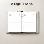 
A5 Kalendereinlage 2 Tage auf 1 Seite, Dot Grid, im Ringbuch aufgeschlagen