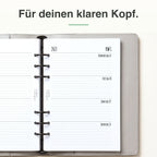 
Rechte Seite der A5-Kalendereinlage 1 Woche auf 2 Seiten, liniert