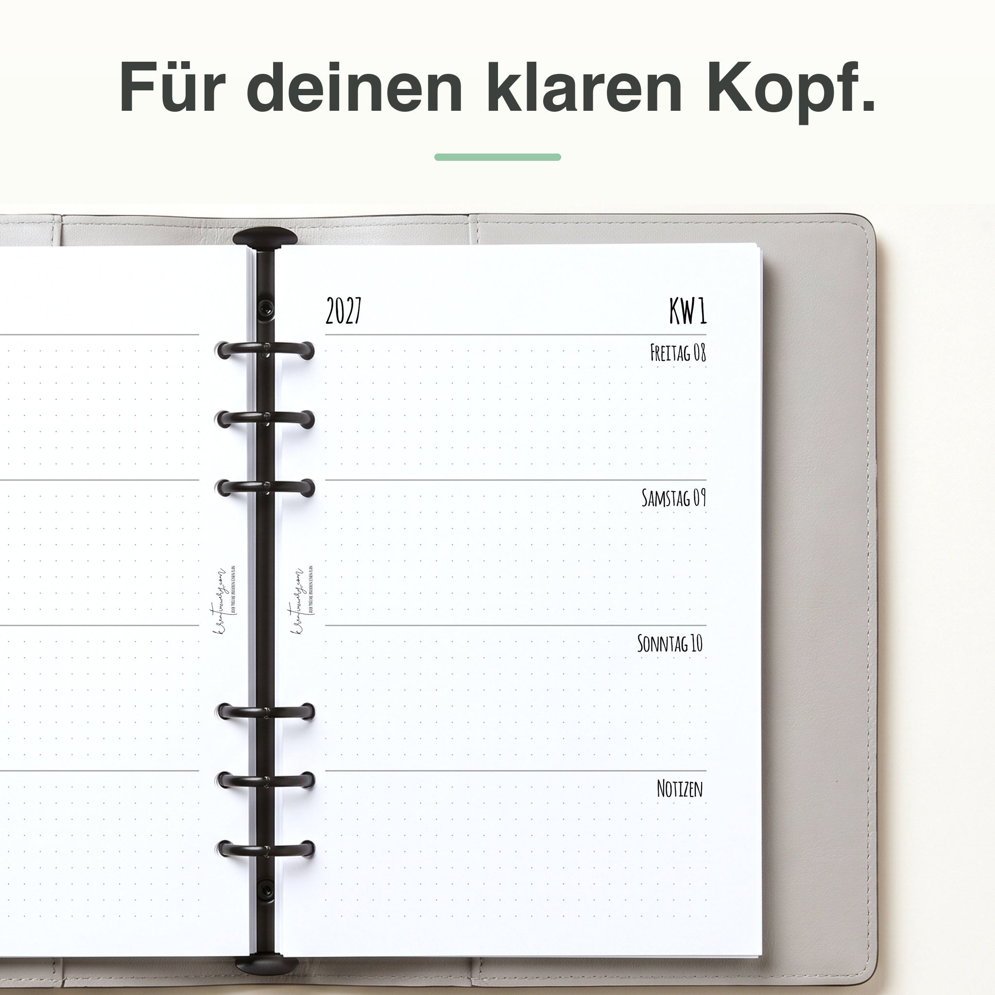 
Rechte Seite der A5-Kalendereinlage 1 Woche auf 2 Seiten, Dot Grid
