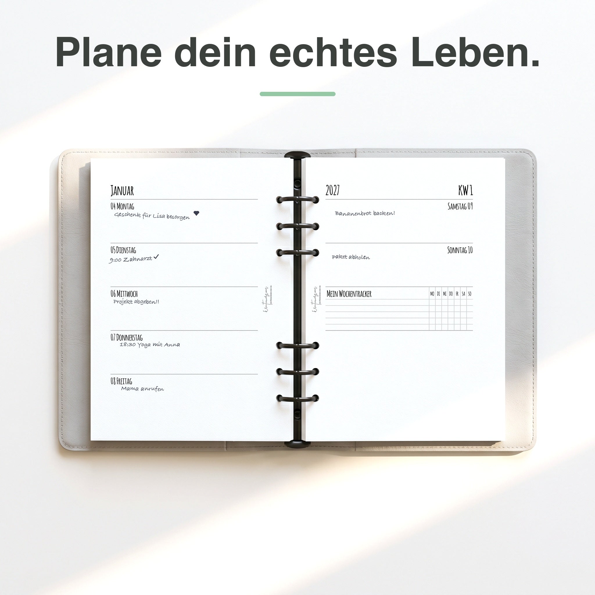 
A5 Kalendereinlage 1 Woche auf 2 Seiten blanko, handschriftlich ausgefüllt