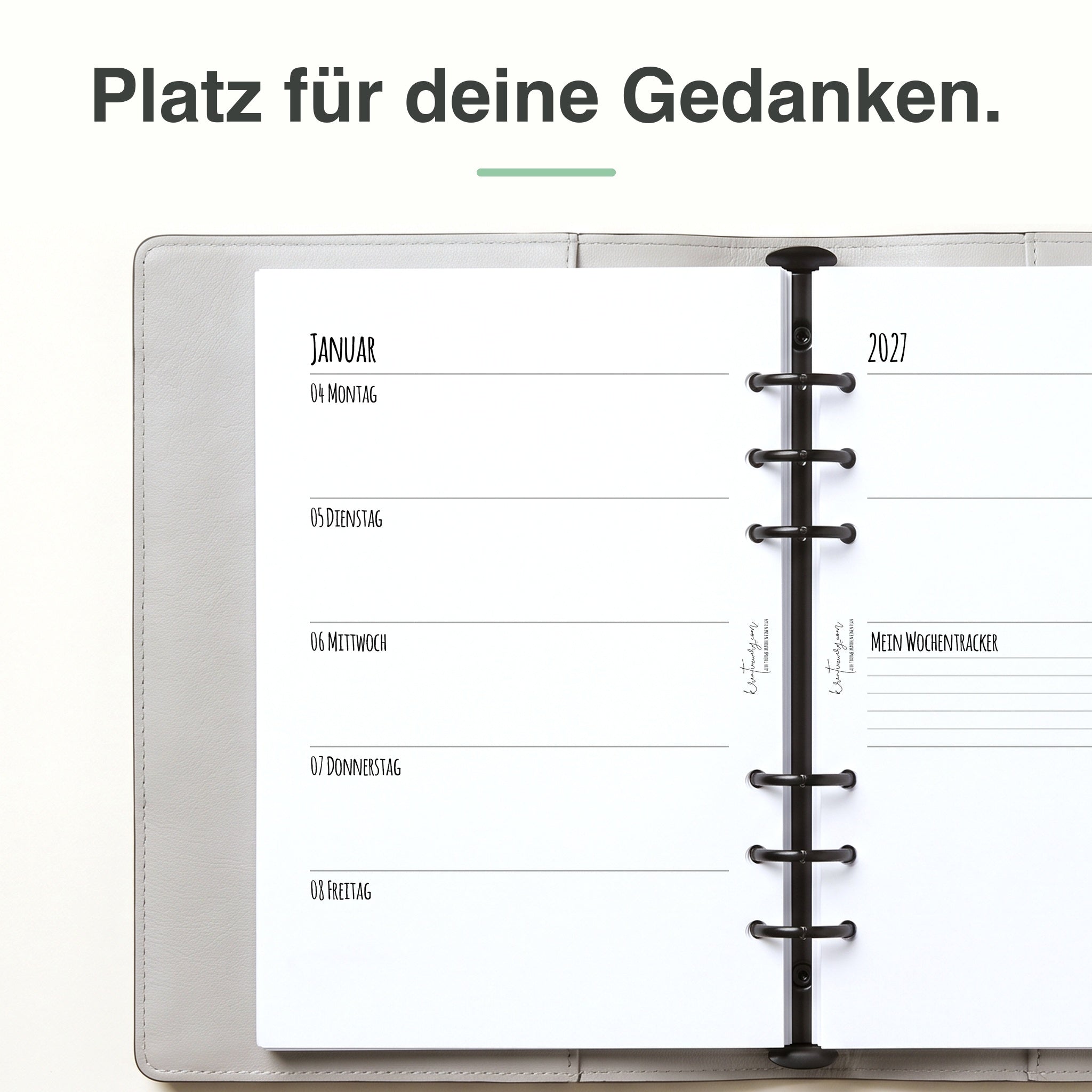 
Linke Seite der A5-Kalendereinlage 1 Woche auf 2 Seiten, blanko