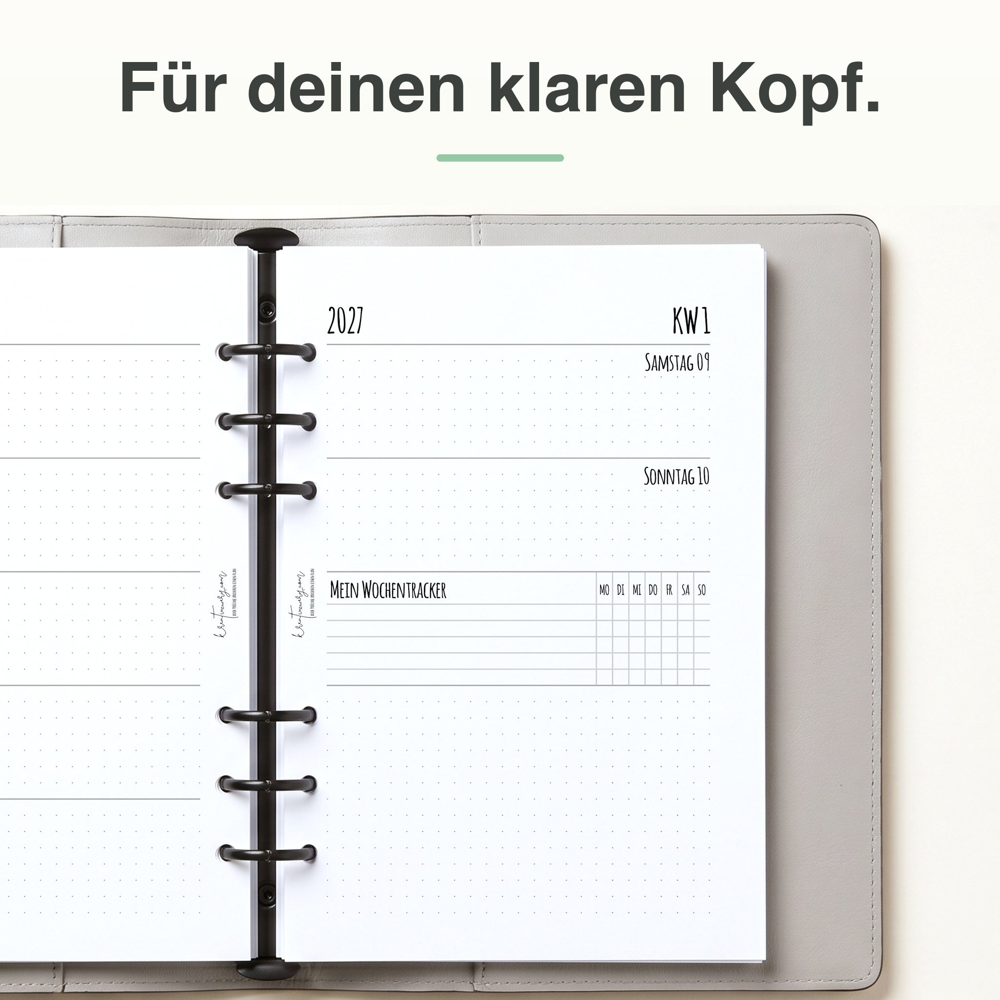 
Rechte Seite der A5-Kalendereinlage 1 Woche auf 2 Seiten, Dot Grid