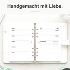 
A5 Kalendereinlage Dot Grid im Organizer – Lifestyle-Flatlay