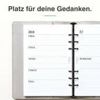 
Linke Seite der A5-Kalendereinlage 1 Woche auf 2 Seiten, liniert