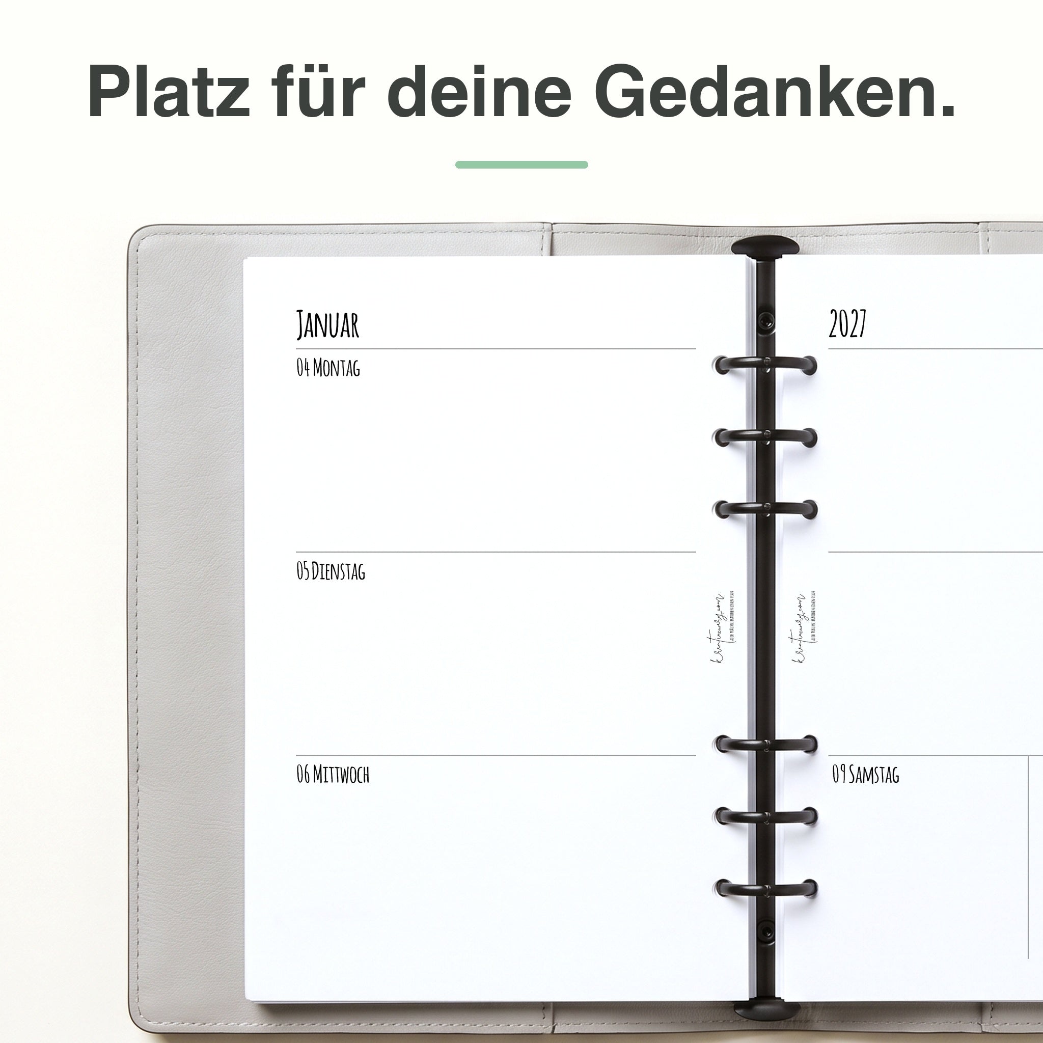 
Linke Seite der A5-Kalendereinlage 1 Woche auf 2 Seiten, blanko