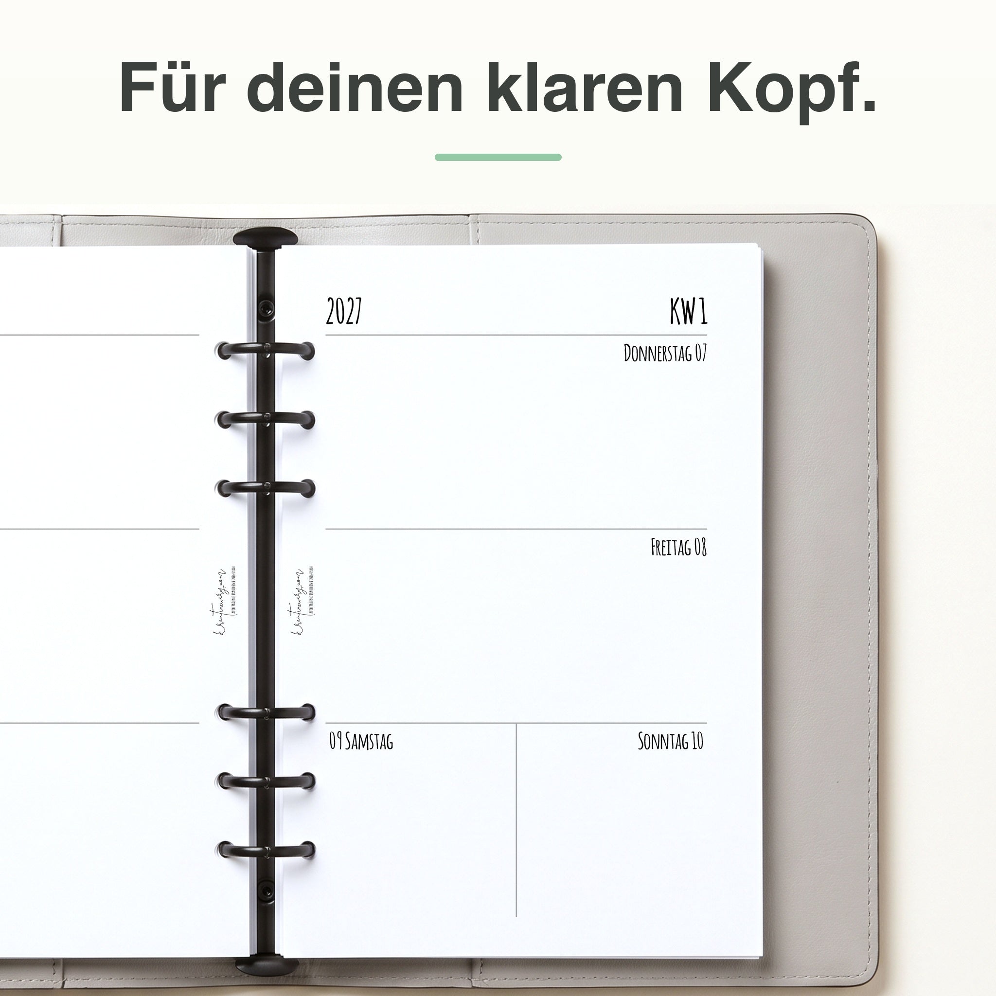 
Rechte Seite der A5-Kalendereinlage 1 Woche auf 2 Seiten, blanko