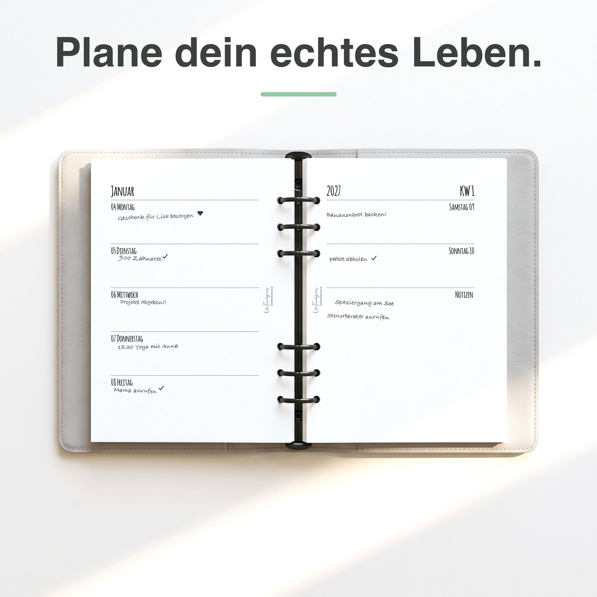 
A5 Kalendereinlage 1 Woche auf 2 Seiten blanko, handschriftlich ausgefüllt