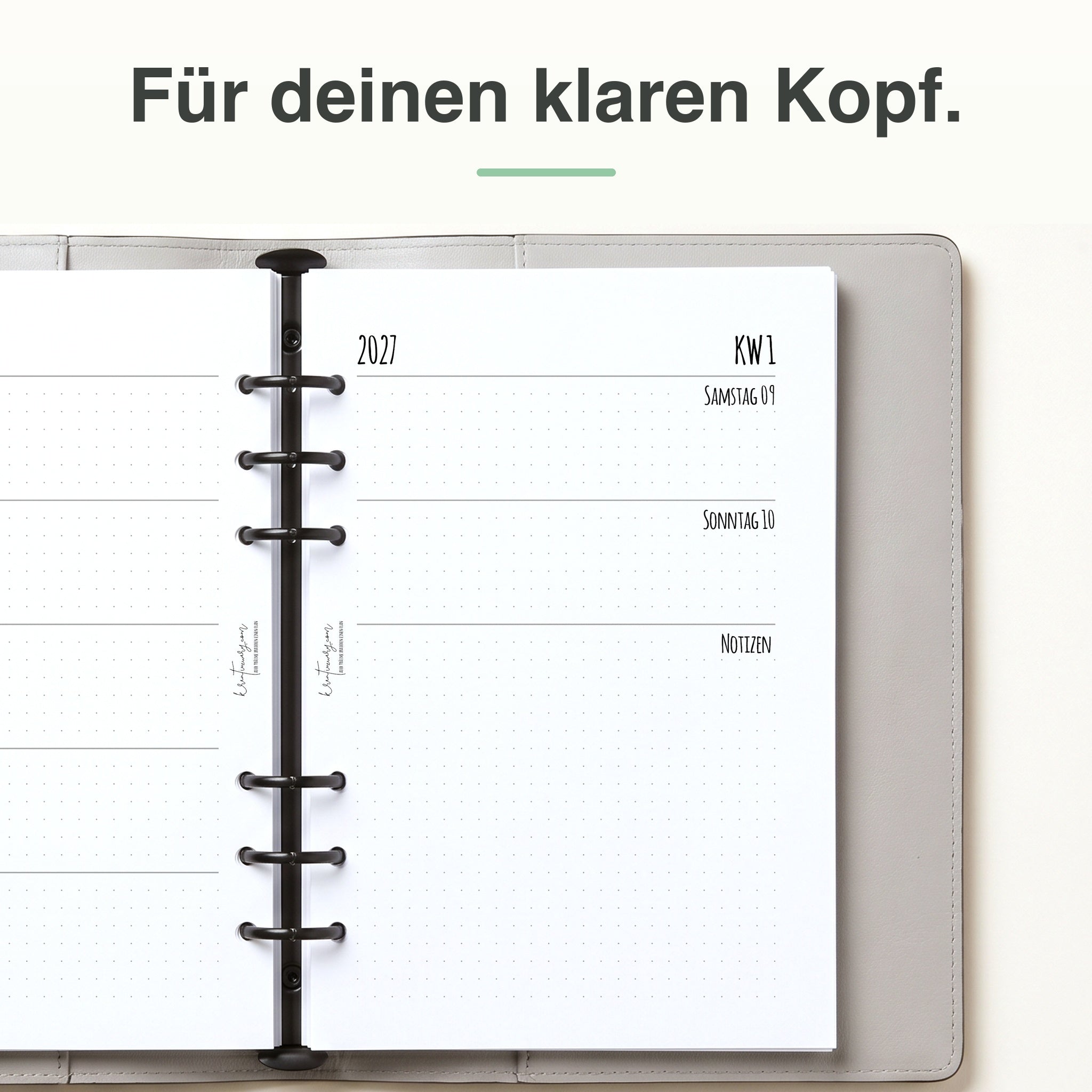 
Rechte Seite der A5-Kalendereinlage 1 Woche auf 2 Seiten, Dot Grid