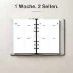 
A5 Kalendereinlage 1 Woche auf 2 Seiten, blanko, im Ringbuch aufgeschlagen (Kreativ-Layout)