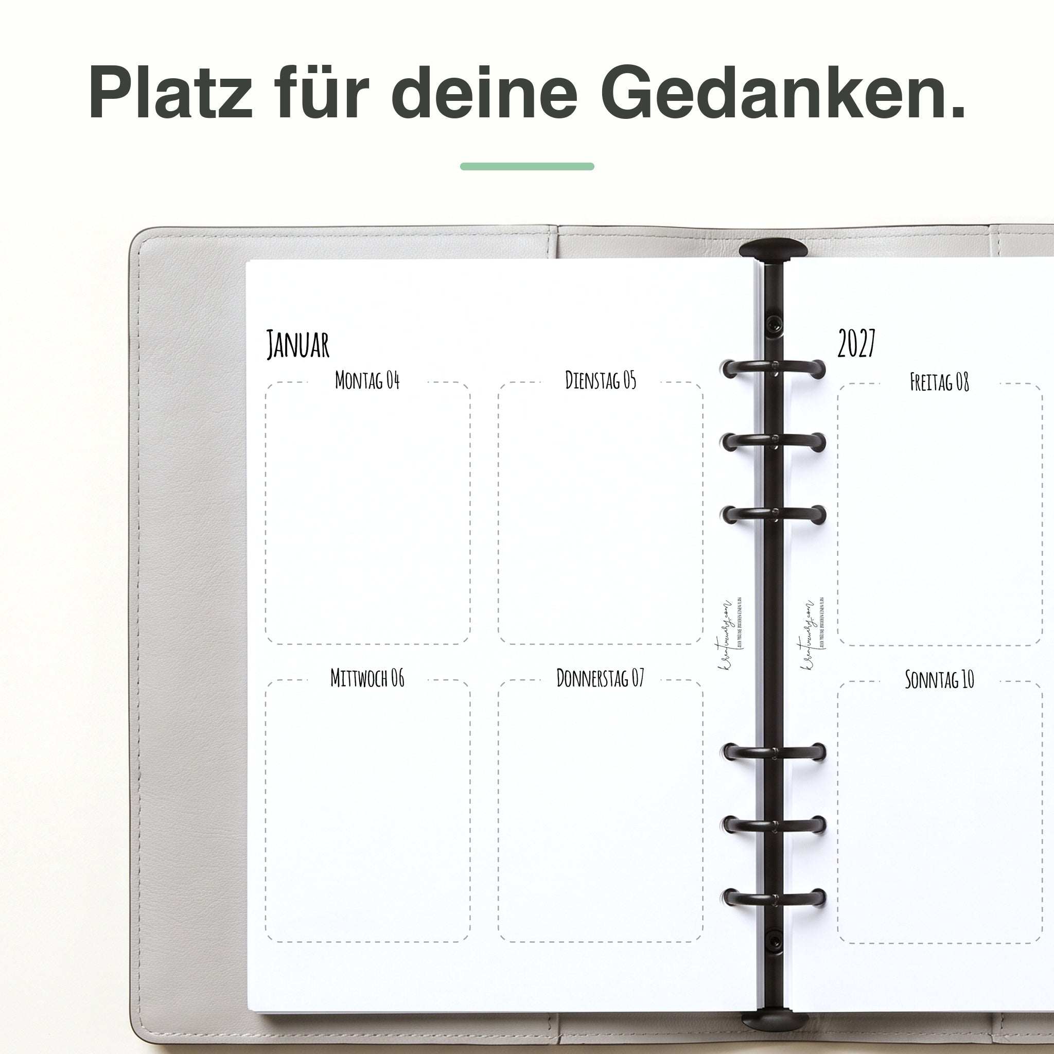 
Linke Seite der A5-Kalendereinlage 1 Woche auf 2 Seiten, blanko
