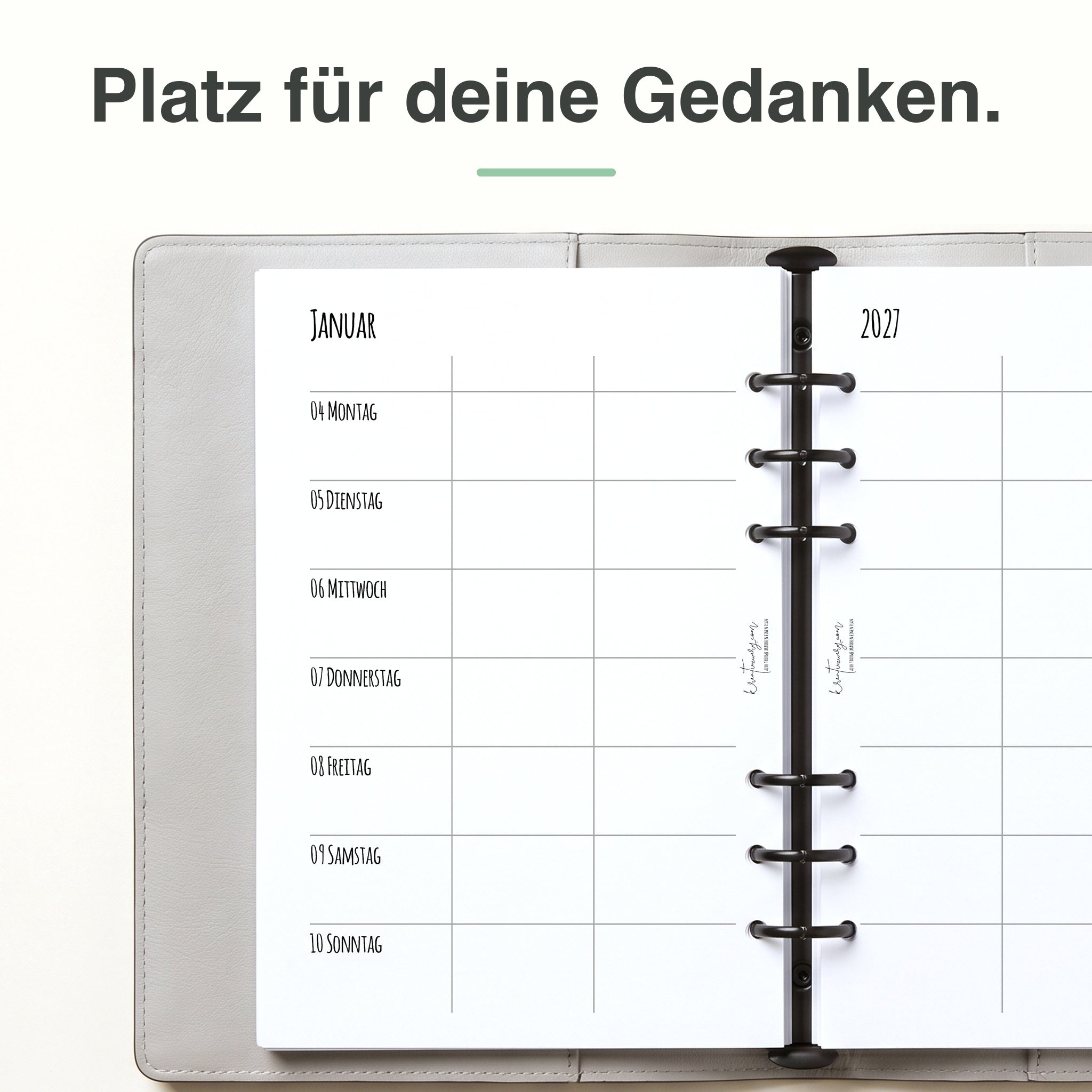 
Linke Seite der A5-Kalendereinlage 1 Woche auf 1 Seite, blanko