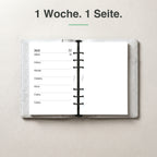 
A5 Kalendereinlage 1 Woche auf 1 Seite, blanko, im Ringbuch aufgeschlagen