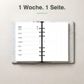 #groesse_a5 A5 Kalendereinlage 1 Woche auf 1 Seite, Dot Grid, im Ringbuch aufgeschlagen