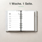
A5 Kalendereinlage 1 Woche auf 1 Seite, Dot Grid, im Ringbuch aufgeschlagen