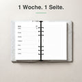 #groesse_a5 A5 Kalendereinlage 1 Woche auf 1 Seite, liniert, im Ringbuch aufgeschlagen