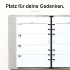 
Linke Seite der A5-Kalendereinlage 1 Woche auf 2 Seiten, elfenbeinmädchen-Edition
