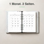 
A5 Kalendereinlage 1 Monat auf 2 Seiten, elfenbeinmädchen-Edition, im Ringbuch aufgeschlagen