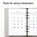 
Linke Seite der A5-Kalendereinlage 1 Monat auf 2 Seiten, elfenbeinmädchen-Edition