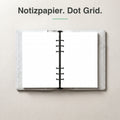 #groesse_a5 #lineatur_dot-grid A5 Notizpapier mit Punktraster (Dot Grid), aufgeschlagen im Ringplaner