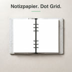 
A5 Notizpapier mit Punktraster (Dot Grid), aufgeschlagen im Ringplaner