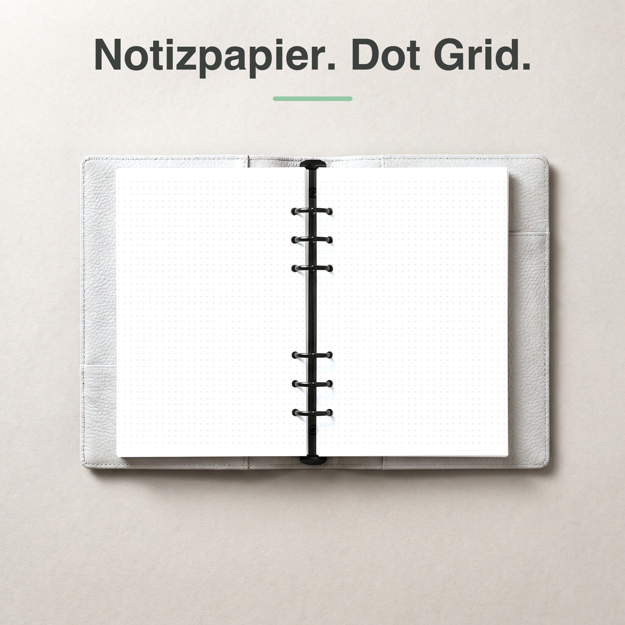 
A5 Notizpapier mit Punktraster (Dot Grid), aufgeschlagen im Ringplaner