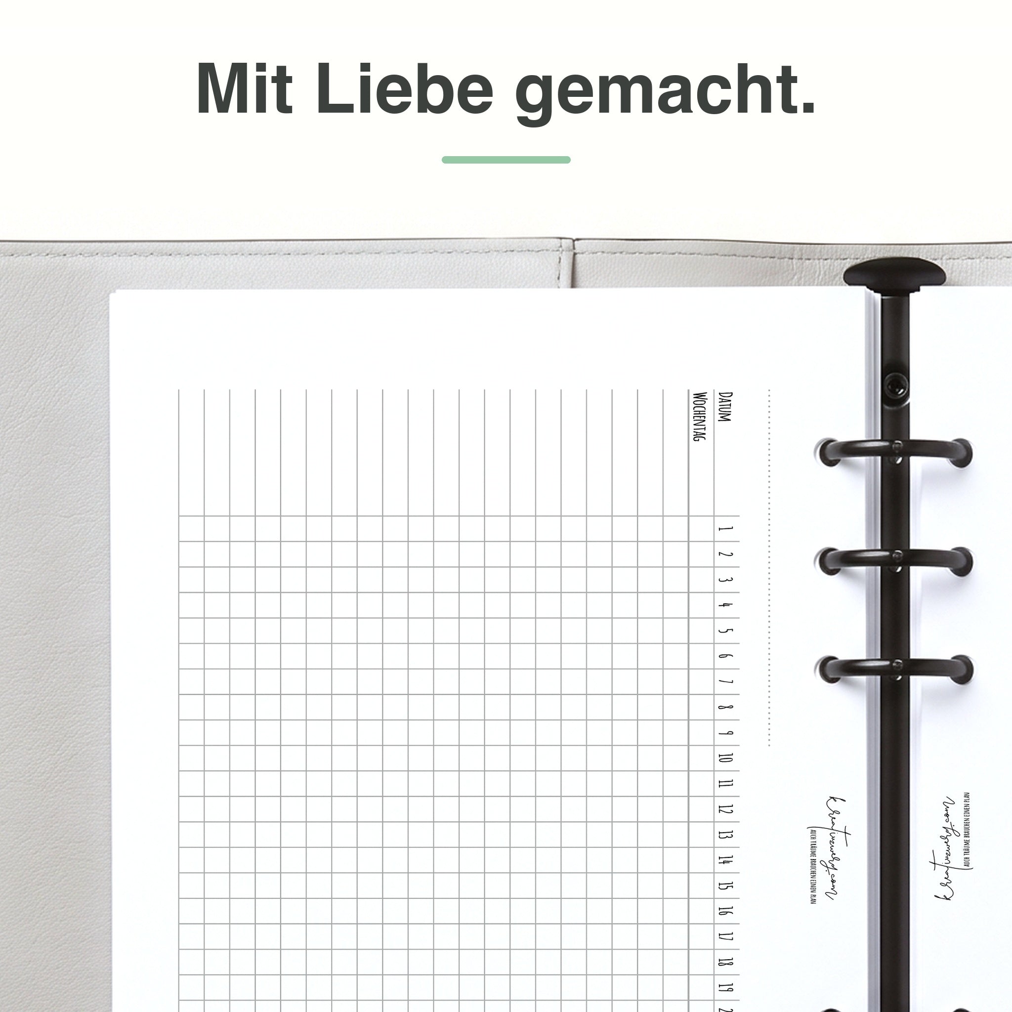 
A5 Tracker-Liste in Nahaufnahme – Felder zum Abhaken, Premiumpapier