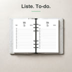 
A5 To-do-Liste undatiert, aufgeschlagen im Ringplaner