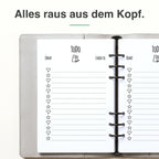 
A5 To-do-Einlage, linke Seite mit Aufgabenfeldern