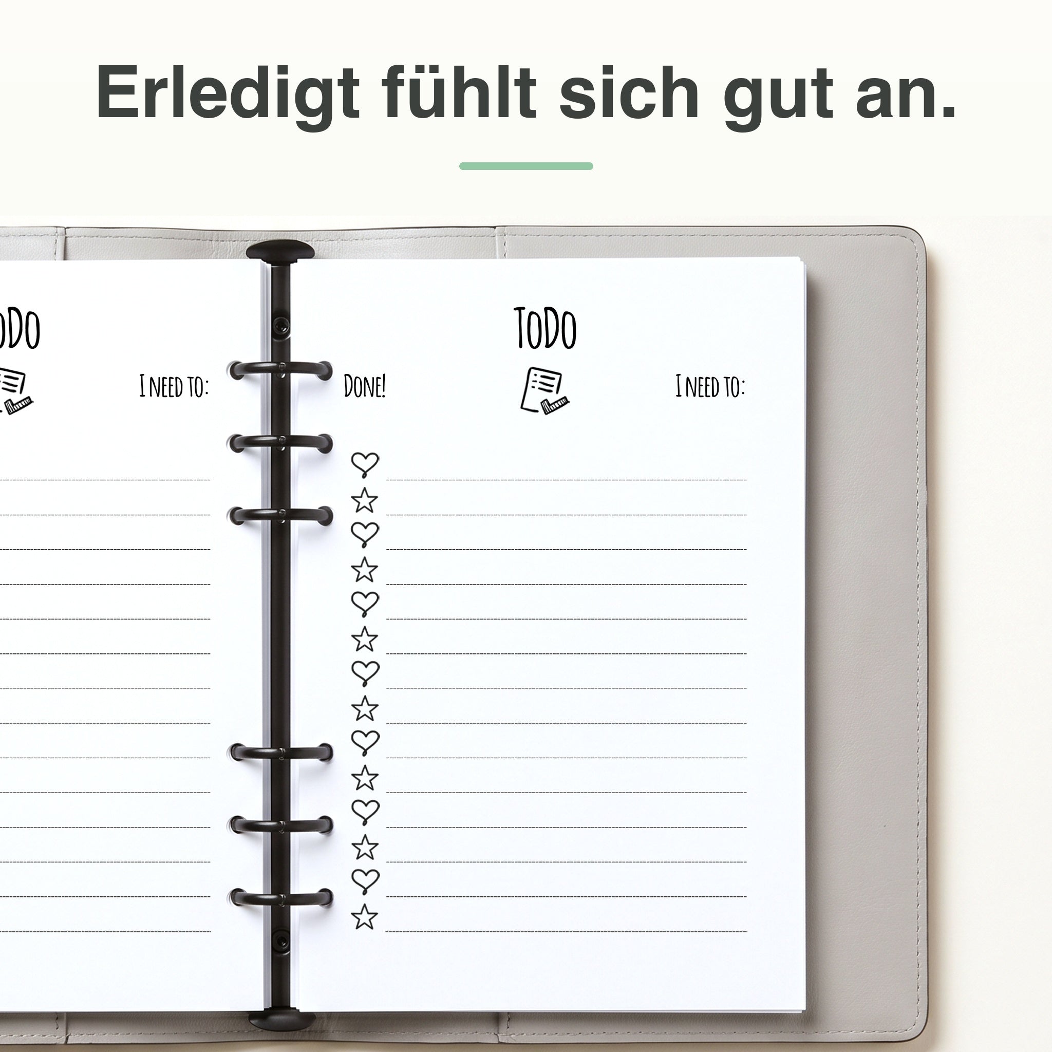 
A5 To-do-Einlage, rechte Seite mit Aufgabenfeldern