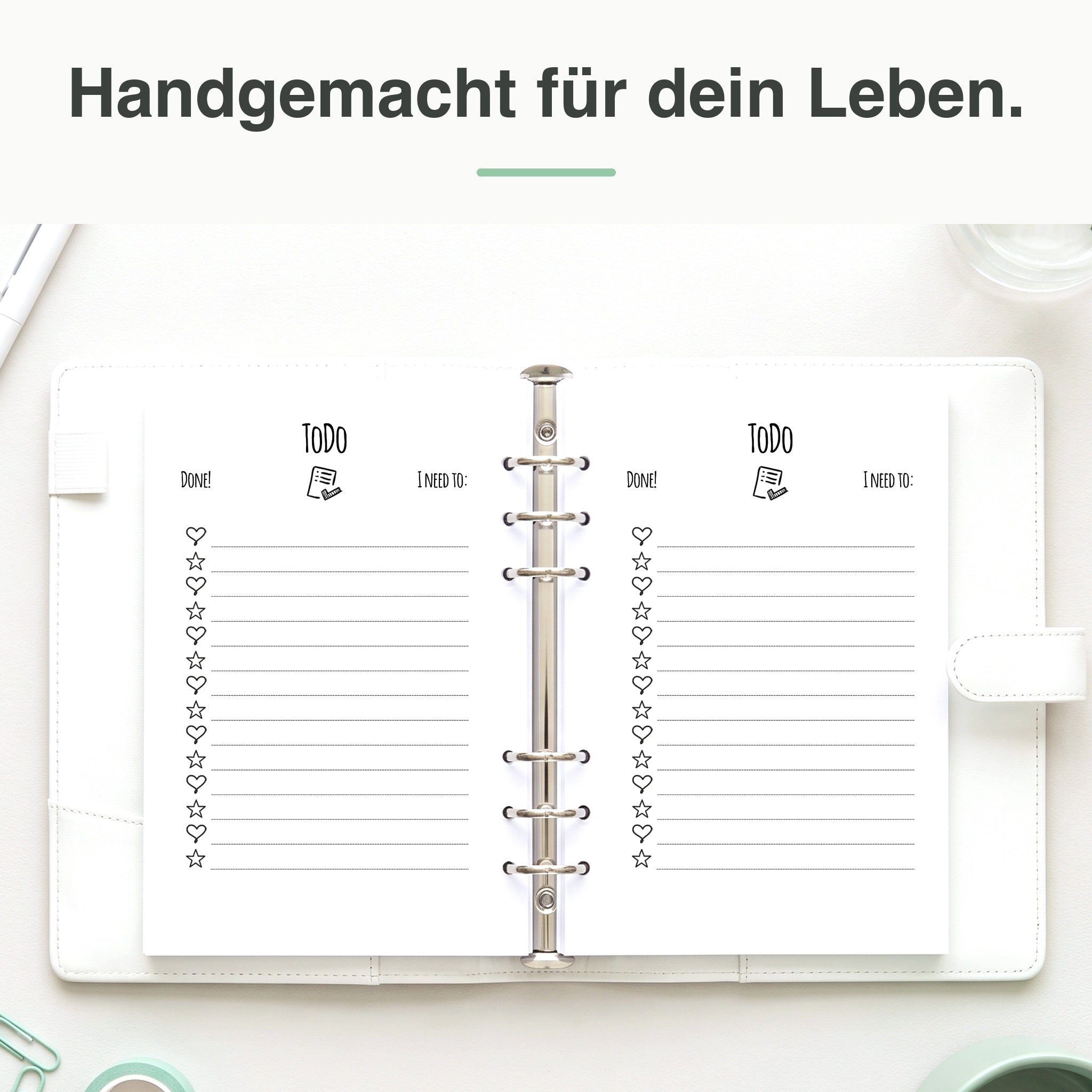 
A5 To-do-Liste im Einsatz auf dem Schreibtisch