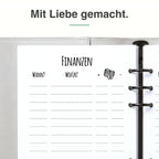 
Finanzliste Nahaufnahme – Spalten und Summenfelder, Premiumpapier