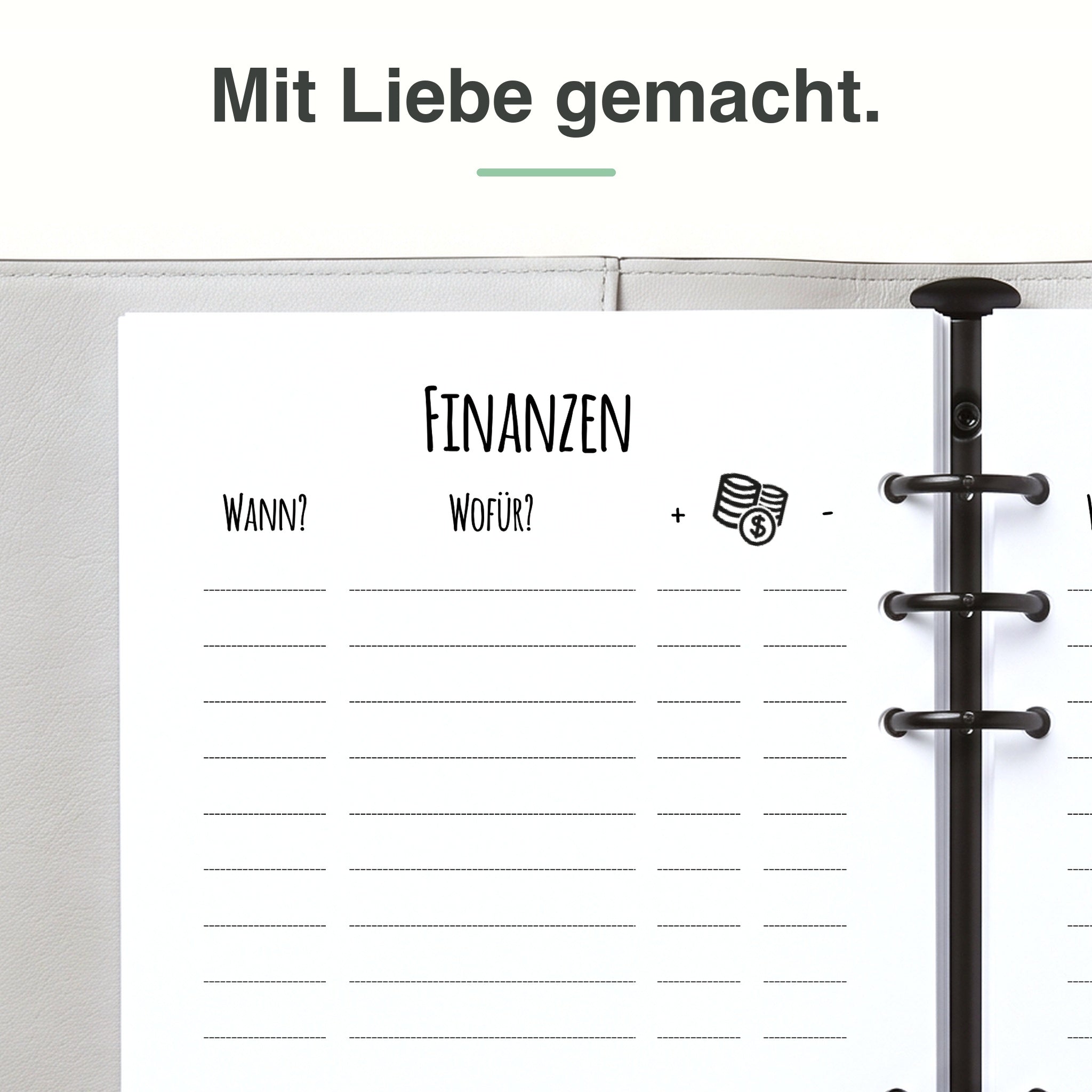 
Finanzliste Nahaufnahme – Spalten und Summenfelder, Premiumpapier