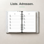 
A5 Adressliste, aufgeschlagen im Ringplaner