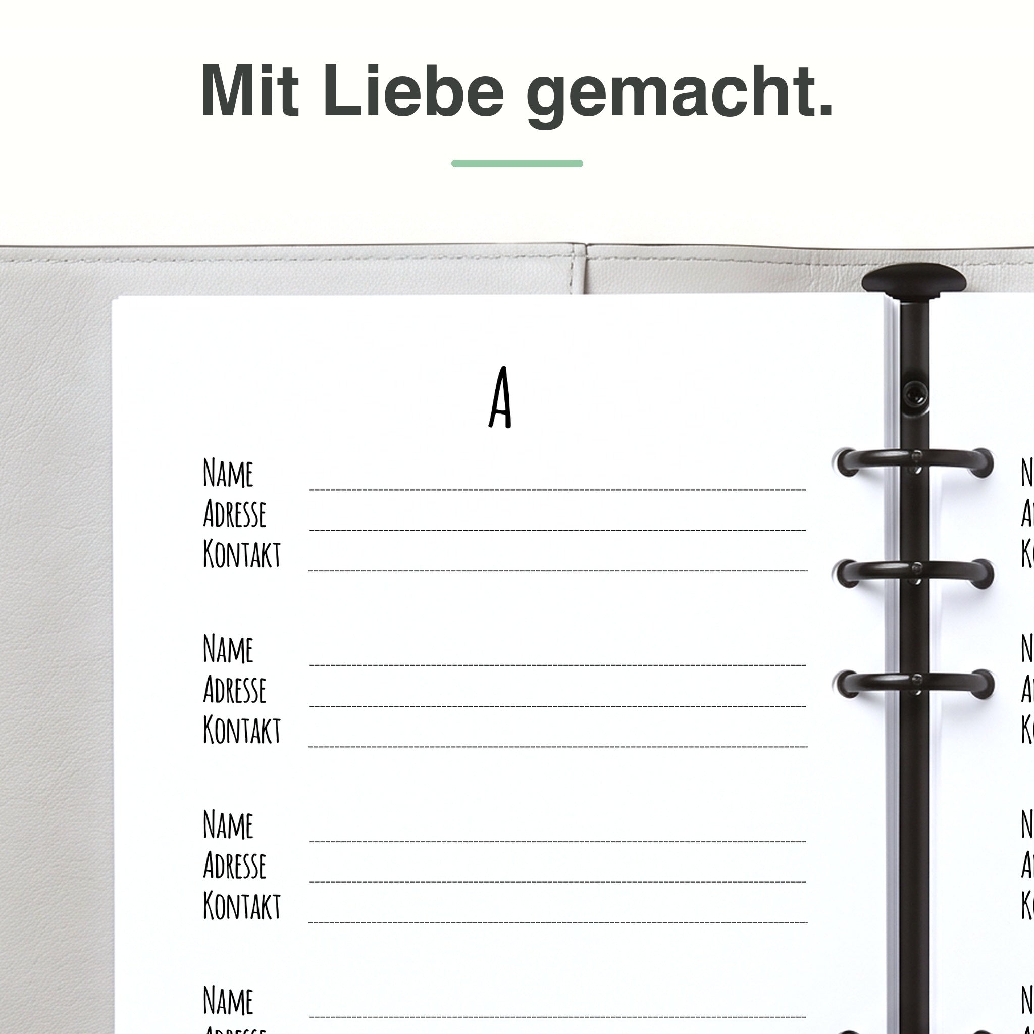 
Adressliste Nahaufnahme – Kontaktfelder, Premiumpapier