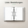 #groesse_a5 A5 Bestellliste undatiert, aufgeschlagen im Ringplaner