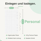 
Personal Notizpapier kariert, passend für Personal-Ringbücher (z. B. Filofax)