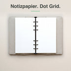 
Personal Notizpapier mit Punktraster (Dot Grid), aufgeschlagen im Ringplaner