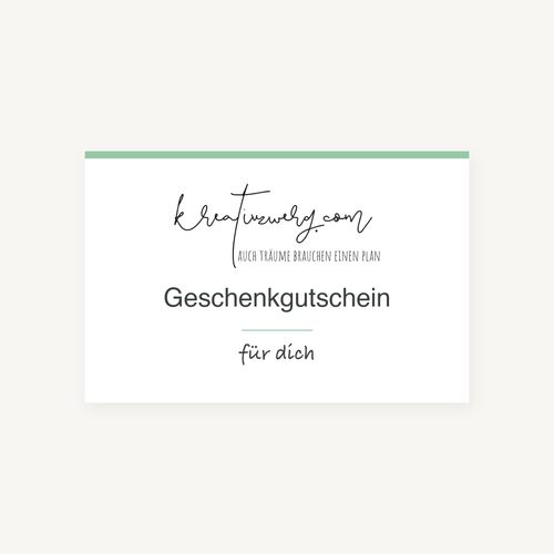 Geschenkgutschein von kreativzwerg.com für handgefertigte Kalendereinlagen, Listen und Notizpapier