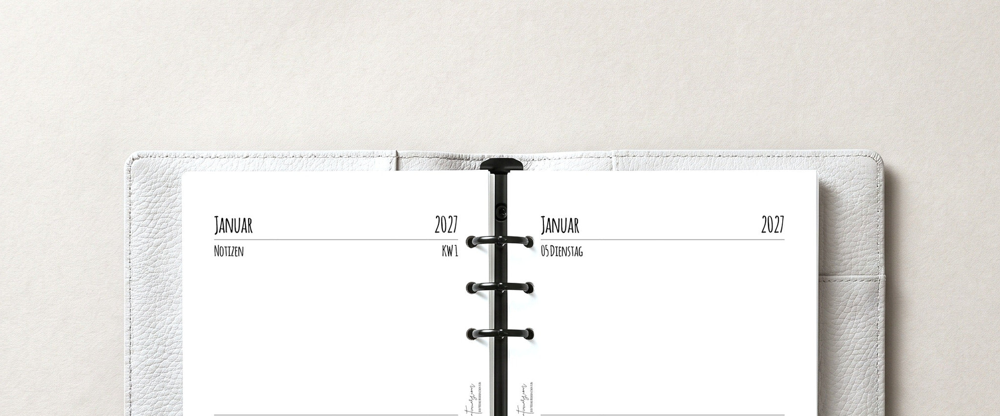 Tageskalender zwei Tage auf einer Seite, handgemachte A5-Kalendereinlage