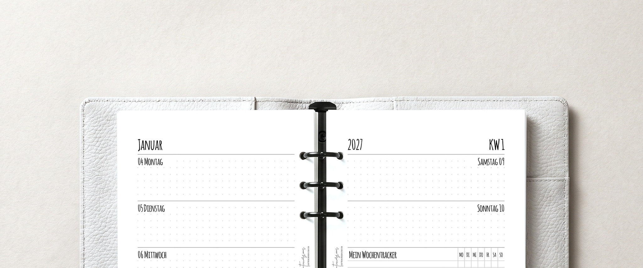Wochenkalender eine Woche auf zwei Seiten, handgemachte A5-Kalendereinlage