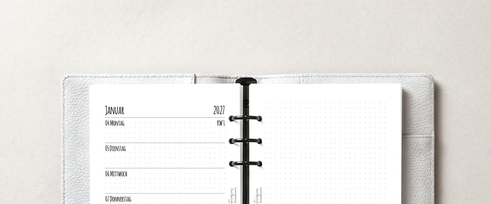 Wochenkalender eine Woche auf einer Seite, handgemachte A5-Kalendereinlage