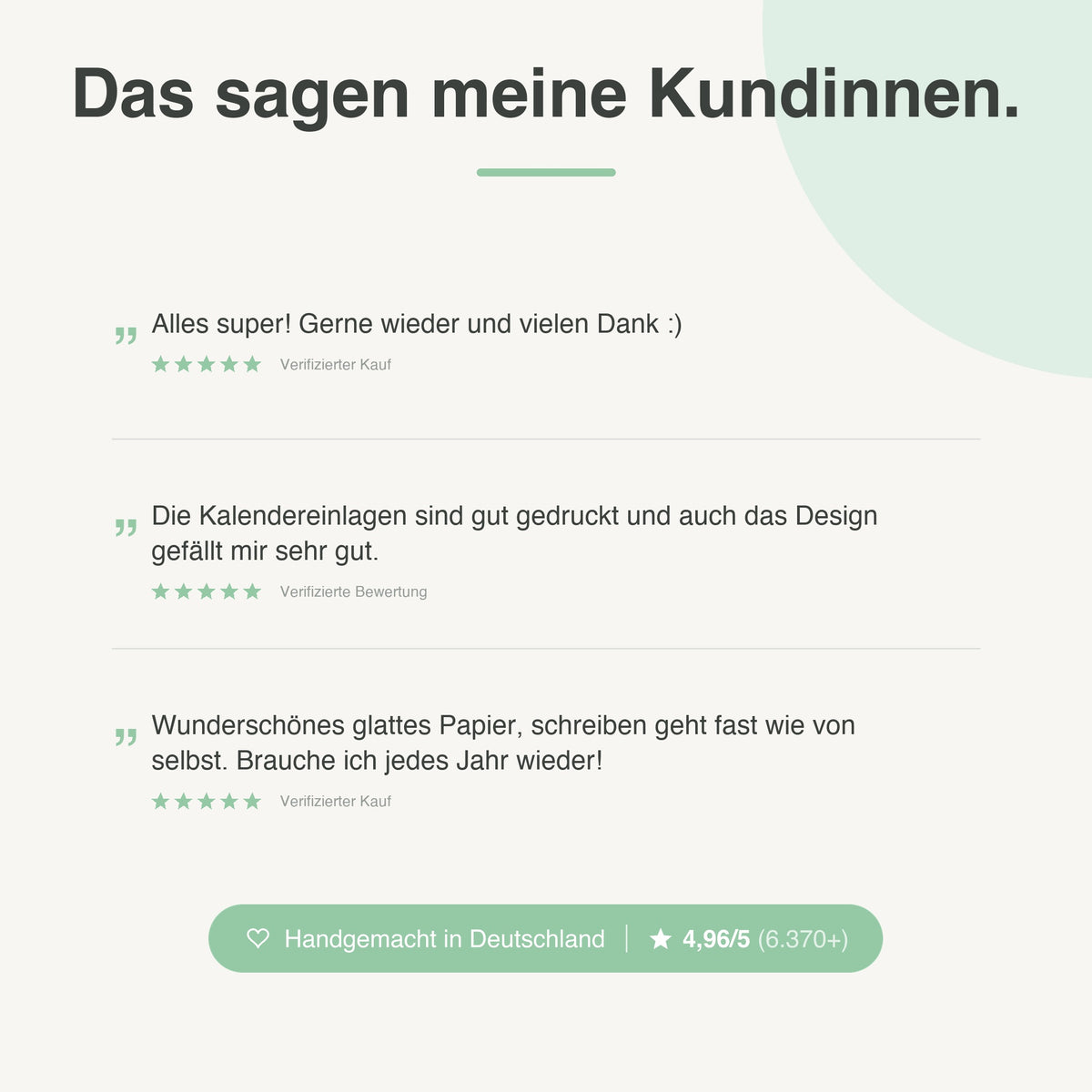 
Kundenbewertungen zu Kalendereinlagen 2T1S Blanko - 4,96 von 5 Sternen